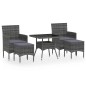 vidaXL Set comedor jardín 5 pzas ratán sintético vidrio templado gris vidaXL Set comedor jardín 5 pzas ratán sintético vidrio templado gris