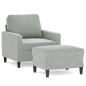 vidaXL Sillón con taburete terciopelo gris claro 60 cm vidaXL Sillón con taburete terciopelo gris claro 60 cm