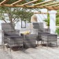 vidaXL Mesa sillas jardín 5 pzas ratán sintético vidrio templado gris vidaXL Mesa sillas jardín 5 pzas ratán sintético vidrio templado gris