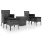 vidaXL Mesa sillas jardín 5 pzas ratán sintético vidrio templado gris vidaXL Mesa sillas jardín 5 pzas ratán sintético vidrio templado gris