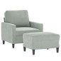 vidaXL Sillón con taburete terciopelo gris claro 60 cm vidaXL Sillón con taburete terciopelo gris claro 60 cm