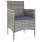 vidaXL Set comedor jardín 5 pzas ratán sintético vidrio templado gris