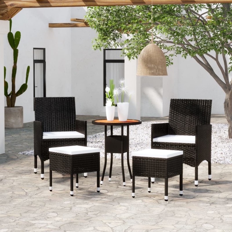 vidaXL Juego de muebles de jardín de 5 piezas ratán sintético negro