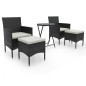 vidaXL Mesa sillas jardín 5 pzas ratán sintético vidrio templado negro vidaXL Mesa sillas jardín 5 pzas ratán sintético vidrio templado negro