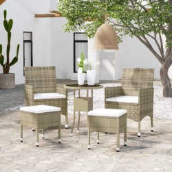 vidaXL Juego de muebles de jardín de 5 piezas ratán sintético beige