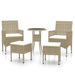 vidaXL Juego de muebles de jardín de 5 piezas ratán sintético beige