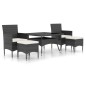vidaXL Set comedor jardín 5 pzas ratán sintético vidrio templado negro vidaXL Set comedor jardín 5 pzas ratán sintético vidrio templado negro
