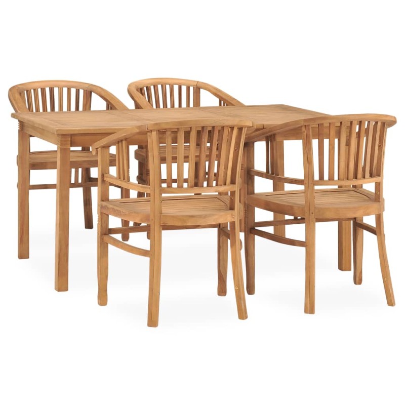 vidaXL Conjunto de comedor para jardín 5 piezas madera maciza de teca vidaXL Conjunto de comedor para jardín 5 piezas madera maciza de teca