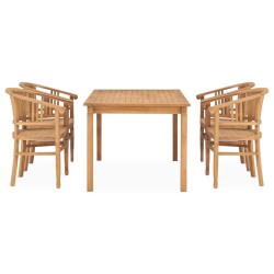 vidaXL Conjunto de comedor para jardín 5 piezas madera maciza de teca
