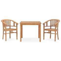 vidaXL Conjunto de comedor para jardín 3 piezas madera maciza de teca