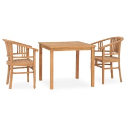 vidaXL Conjunto de comedor para jardín 3 piezas madera maciza de teca