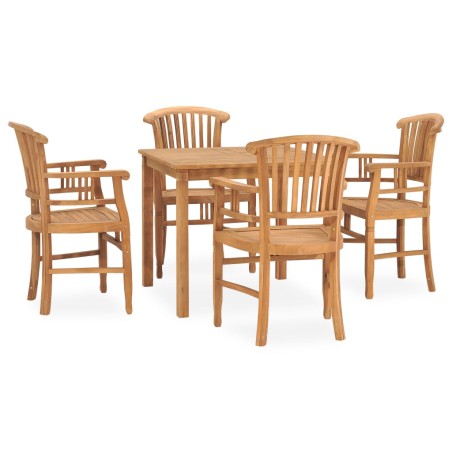 vidaXL Juego de comedor de jardín 5 piezas madera maciza de teca