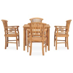 vidaXL Juego de comedor de jardín 5 piezas madera maciza de teca