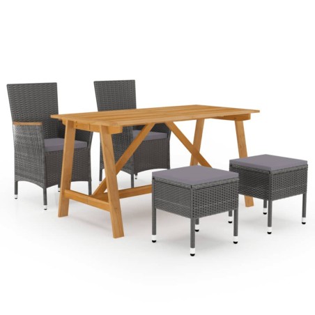 vidaXL Juego de comedor de jardín de 5 piezas gris