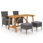 vidaXL Juego de comedor de jardín de 5 piezas gris vidaXL Juego de comedor de jardín de 5 piezas gris