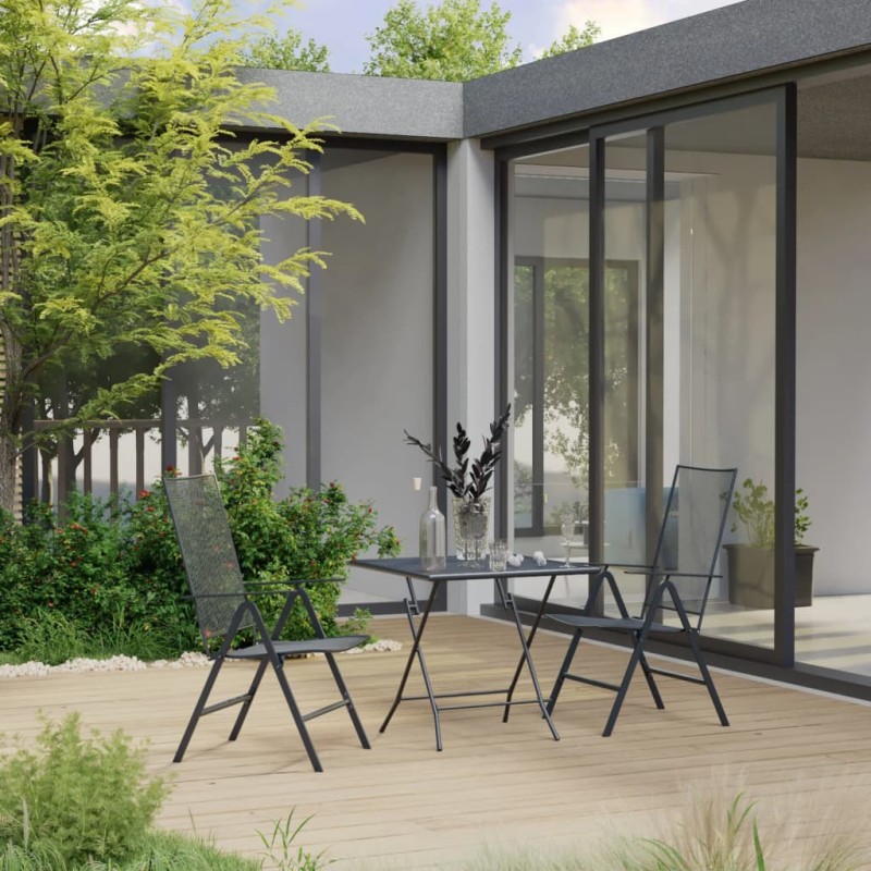 vidaXL Juego de comedor de jardín 3 piezas acero gris antracita vidaXL Juego de comedor de jardín 3 piezas acero gris antracita