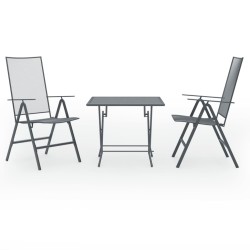 vidaXL Juego de comedor de jardín 3 piezas acero gris antracita 