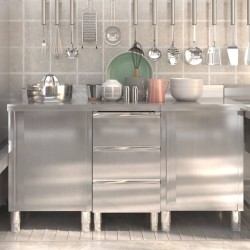 vidaXL Armarios de cocina comercial 3 unidades acero inoxidable 