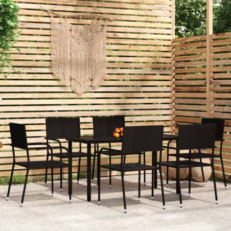 vidaXL Juego de comedor para jardín 7 piezas negro