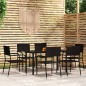 vidaXL Juego de comedor para jardín 7 piezas negro vidaXL Juego de comedor para jardín 7 piezas negro