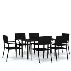 vidaXL Juego de comedor para jardín 7 piezas negro