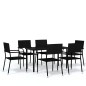 vidaXL Juego de comedor para jardín 7 piezas negro vidaXL Juego de comedor para jardín 7 piezas negro
