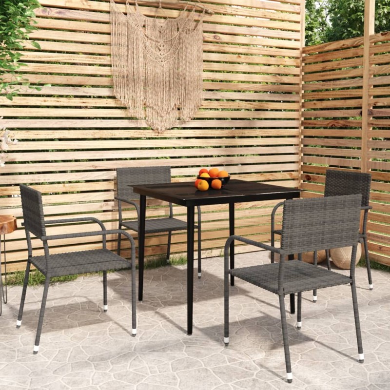 vidaXL Juego de comedor de jardín 5 piezas gris vidaXL Juego de comedor de jardín 5 piezas gris