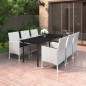 vidaXL Set comedor de jardín 7 pzas y cojines ratán sintético y vidrio