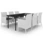 vidaXL Set comedor de jardín 7 pzas y cojines ratán sintético y vidrio