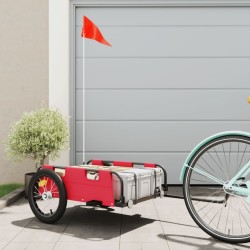 vidaXL Remolque para bicicletas hierro y tela Oxford rojo
