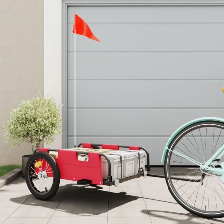 vidaXL Remolque para bicicletas hierro y tela Oxford rojo