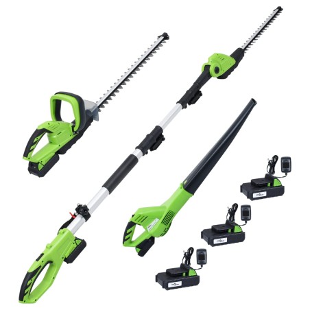 vidaXL Set de herramientas eléctricas de jardín sin cable 3 piezas