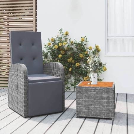 vidaXL Juego muebles jardín 2 pzas madera acacia ratán sintético gris
