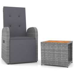 vidaXL Juego muebles jardín 2 pzas madera acacia ratán sintético gris