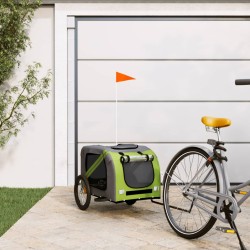 vidaXL Remolque de bicicleta mascotas hierro tela Oxford verde gris