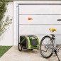 vidaXL Remolque de bicicleta mascotas hierro tela Oxford verde gris vidaXL Remolque de bicicleta mascotas hierro tela Oxford verde gris