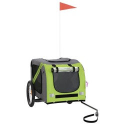 vidaXL Remolque de bicicleta mascotas hierro tela Oxford verde gris