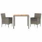 vidaXL Set comedor de jardín 3 piezas con cojines ratán sintético gris vidaXL Set comedor de jardín 3 piezas con cojines ratán sintético gris