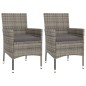 vidaXL Set comedor de jardín 3 piezas con cojines ratán sintético gris vidaXL Set comedor de jardín 3 piezas con cojines ratán sintético gris