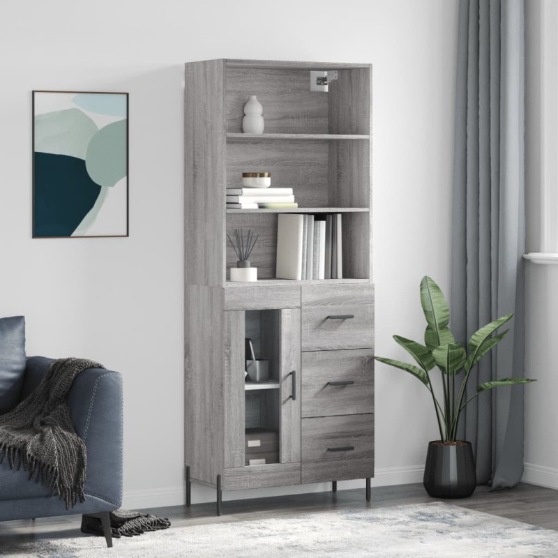 vidaXL Aparador alto madera contrachapada gris sonoma 69,5x34x180 cm vidaXL Aparador alto madera contrachapada gris sonoma 69,5x34x180 cm