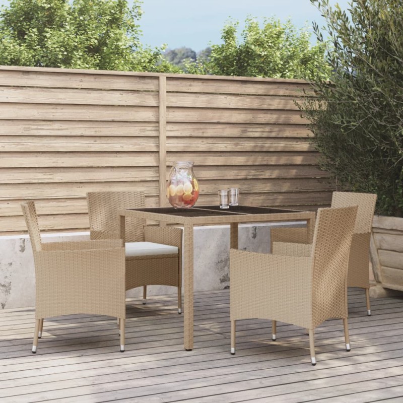 vidaXL Set comedor de jardín 5 pzas con cojines ratán sintético beige