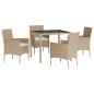 vidaXL Set comedor de jardín 5 pzas con cojines ratán sintético beige