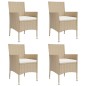 vidaXL Set comedor de jardín 5 pzas con cojines ratán sintético beige