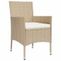 vidaXL Set comedor de jardín 5 pzas con cojines ratán sintético beige