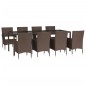 vidaXL Set comedor para jardín 9 pzas y cojines ratán sintético marrón
