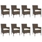 vidaXL Set comedor para jardín 9 pzas y cojines ratán sintético marrón