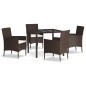 vidaXL Set comedor de jardín 5 piezas y cojines ratán sintético marrón vidaXL Set comedor de jardín 5 piezas y cojines ratán sintético marrón