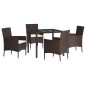 vidaXL Set comedor de jardín 5 piezas y cojines ratán sintético marrón vidaXL Set comedor de jardín 5 piezas y cojines ratán sintético marrón