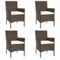 vidaXL Set comedor de jardín 5 piezas y cojines ratán sintético marrón vidaXL Set comedor de jardín 5 piezas y cojines ratán sintético marrón