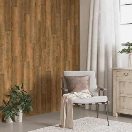 vidaXL Paneles de pared con aspecto de madera PVC marrón 4,12 m²